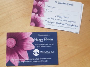 woodhouse opticians - happy flower voucher